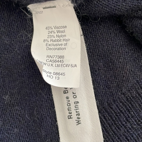 J CREW light blue and navy blue side button crew neck wool sweater size small - Picture 4 of 6